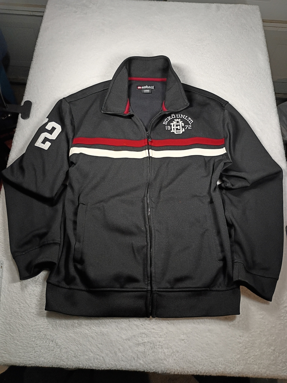 Vintage Ecko Unltd Track Jacket Full Zip Y2K Streetwear Black Red White Mens L
